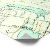 Vintage Karte von Galveston Texas (1954) 3 Poster (Ecke)