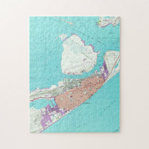 Vintage Karte von Galveston Texas (1954) Puzzle