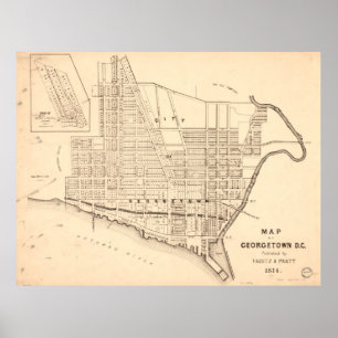 Vintage Karte von Georgetown (Washington DC) 1876 Poster