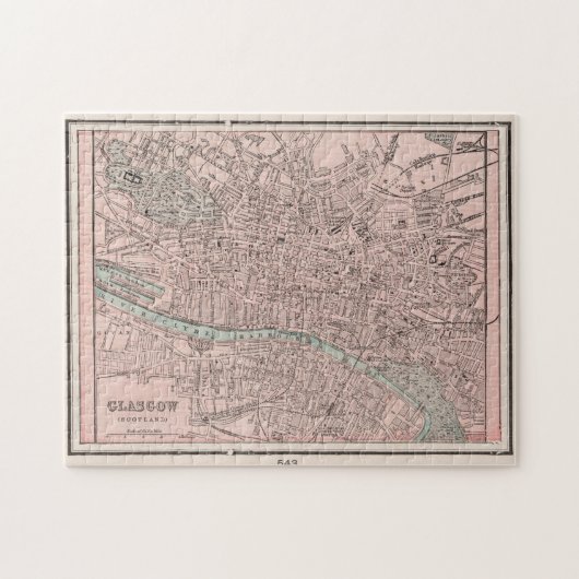 Vintage Karte von Glasgow, Schottland (1901) Puzzle (Horizontal)