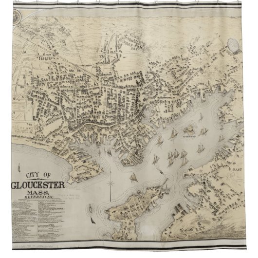 Vintage Karte von Gloucester Massachusetts (1873) Duschvorhang (Vorderseite)