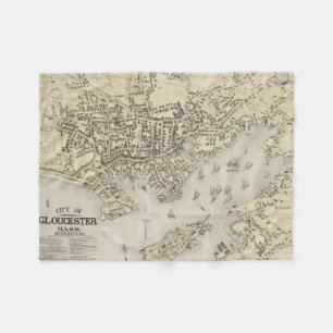 Vintage Karte von Gloucester Massachusetts (1873) Fleecedecke