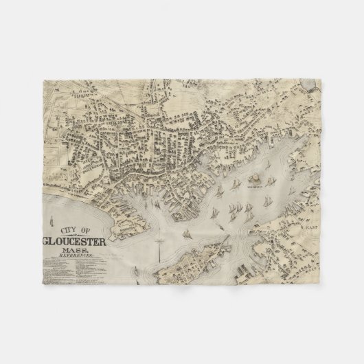 Vintage Karte von Gloucester Massachusetts (1873) Fleecedecke (Vorderseite (Horizontal))