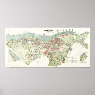 Vintage Karte von Göteborg, Schweden Poster