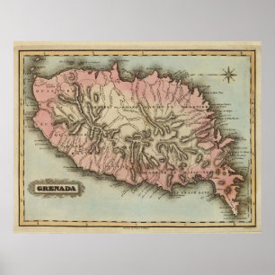 Vintage Karte von Grenada (1823) Poster