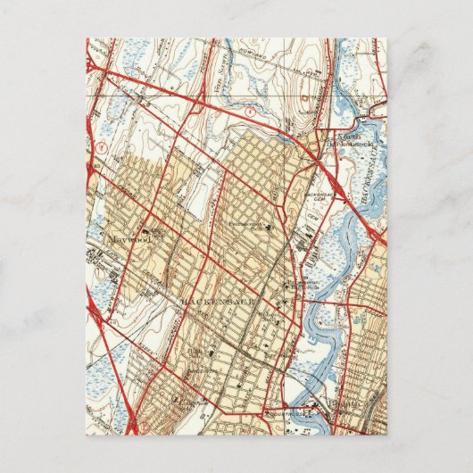 Vintage Karte von Hackensack NJ (1940) (Vorderseite)