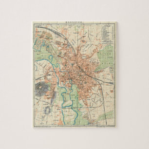 Vintage Karte von Hannover Deutschland (1895) Puzzle