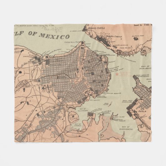 Vintage Karte von Havana Kuba (1898) 2 Fleecedecke (Vorderseite (Horizontal))