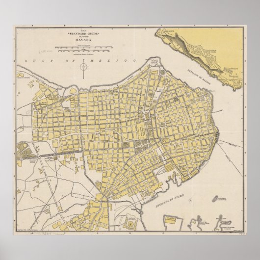 Vintage Karte von Havanna Kuba (1905) Poster (Vorne)