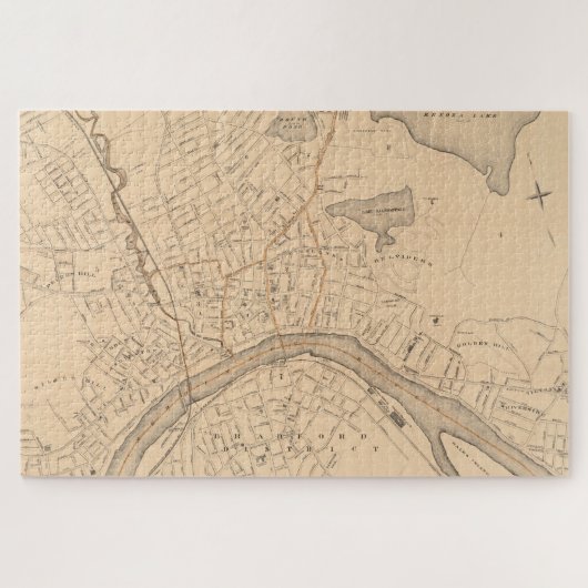 Vintage Karte von Haverhill MA (1909) Puzzle (Horizontal)