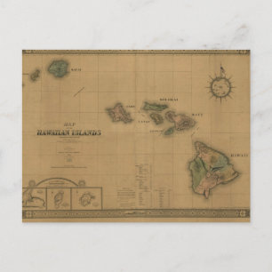 Vintage-Karte von Hawaii 1876 - Hawaiianische Ins Postkarte