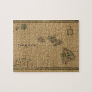 Vintage-Karte von Hawaii 1876 - Hawaiianische Ins Puzzle
