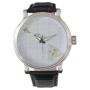 Vintage Karte von Hawaii (1883) Armbanduhr