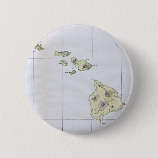 Vintage Karte von Hawaii (1883) Button (Vorderseite)