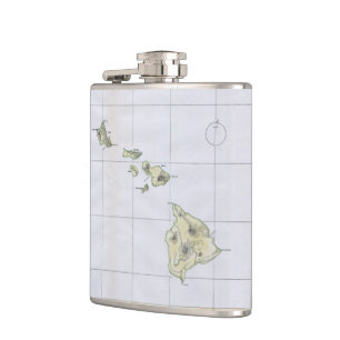Vintage Karte von Hawaii (1883) Flachmann