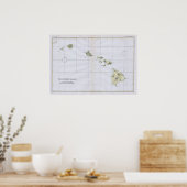 Vintage Karte von Hawaii (1883) Poster (Küche)