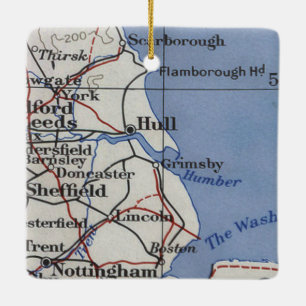 Vintage Karte von Hull England Keramikornament