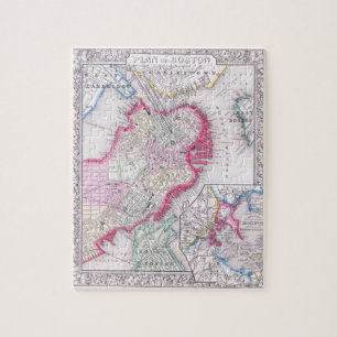 Vintage Karte von im Stadtzentrum gelegenem Boston Puzzle