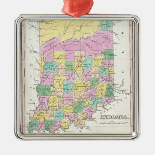 Vintage Karte von Indiana (1827) Ornament Aus Metall
