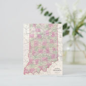 Vintage Karte von Indiana (1864) (Stehend Vorderseite)