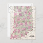 Vintage Karte von Indiana (1864) (Vorne/Hinten)