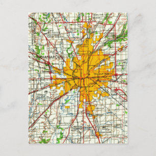 Vintage-Karte von Indianapolis Postkarte