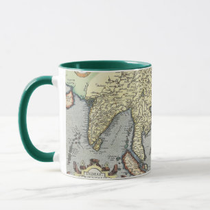 Vintage Karte von Indien   1592 Tasse