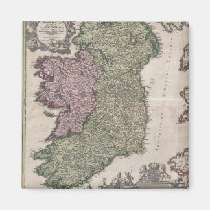 Vintage Karte von Irland (1716) Magnet