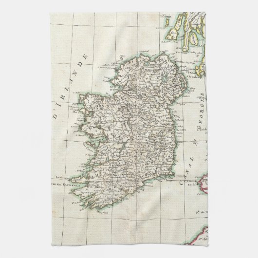 Vintage Karte von Irland (1771) Geschirrtuch (Vertikal)