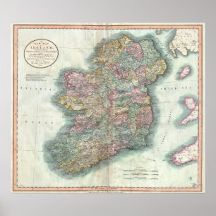 Vintage Karte von Irland (1799) Poster