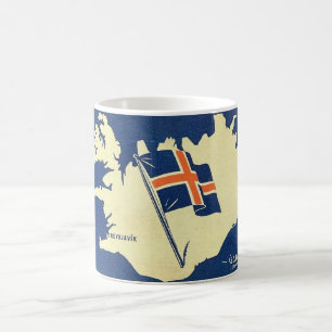 Vintage-Karte von Island-Tasse Kaffeetasse