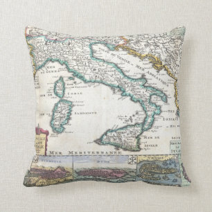 Vintage Karte von Italien (1706) Kissen