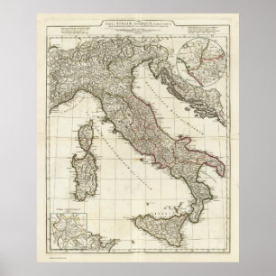 Vintage Karte von Italien (1764) Poster