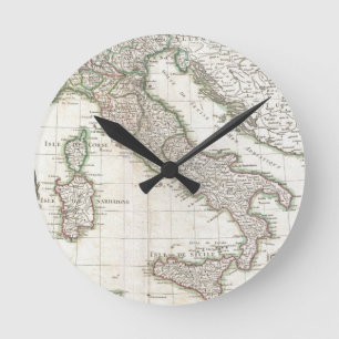 Vintage Karte von Italien (1770) Runde Wanduhr
