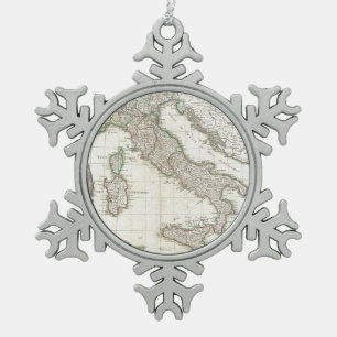 Vintage Karte von Italien (1770) Schneeflocken Zinn-Ornament