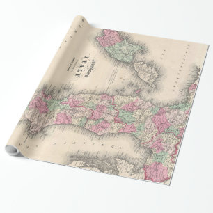 Vintage Karte von Italien (1864) Geschenkpapier