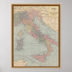 Vintage Karte von Italien Poster
