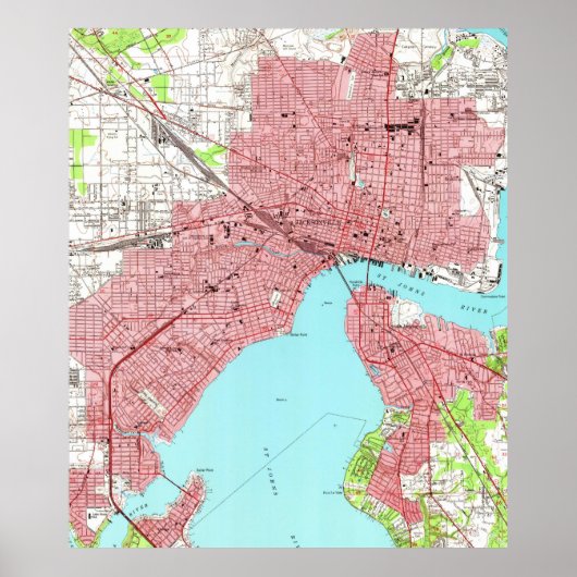 Vintage Karte von Jacksonville Florida (1950) Poster (Vorne)