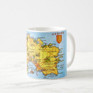 Vintage-Karte von Jersey Kaffeetasse
