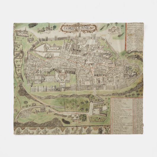 Vintage Karte von Jerusalem Israel (16. Fleecedecke (Vorderseite (Horizontal))