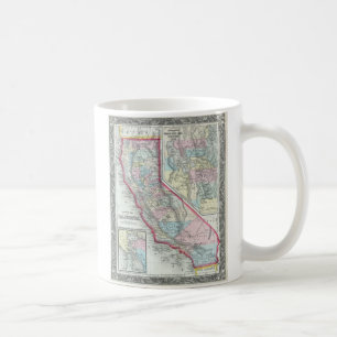 Vintage Karte von Kalifornien (1860) Kaffeetasse