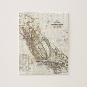 Vintage-Karte von Kalifornien Nevada Historische U Puzzle