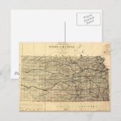 Vintage Karte von Kansas (1884) (Vorne/Hinten)