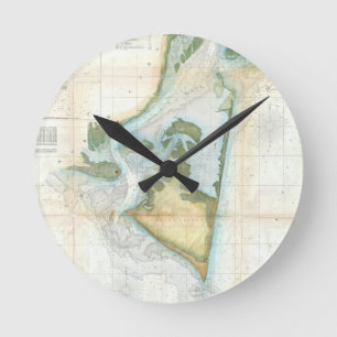 Vintage Karte von Kap Fear (1857) Runde Wanduhr