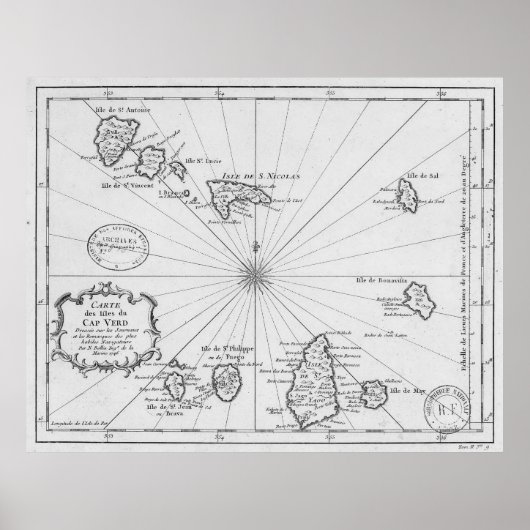 Vintage Karte von Kap Verde (1746) Poster (Vorne)