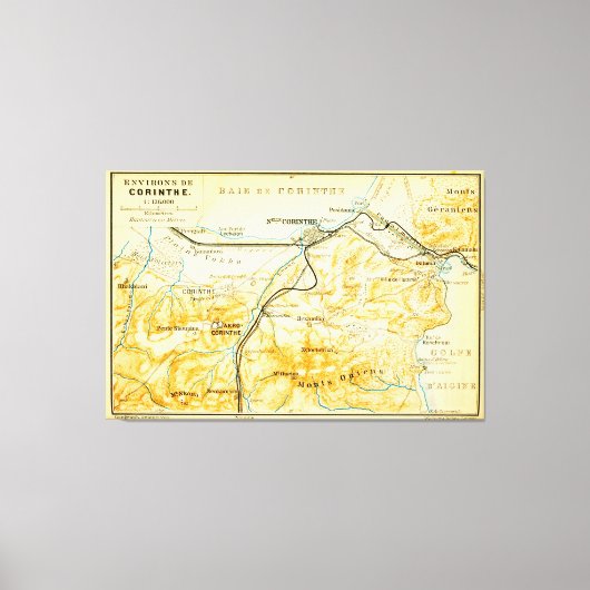 Vintage Karte von Korinth Griechenland (1894) Leinwanddruck (Vorderseite)