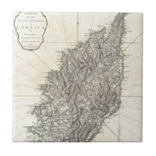 Vintage Karte von Korsika (1794) Fliese