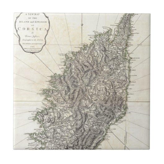 Vintage Karte von Korsika (1794) Fliese (Vorderseite)