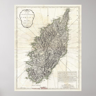 Vintage Karte von Korsika (1794) Poster