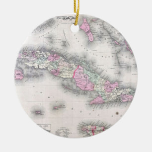 Vintage Karte von Kuba (1861) Keramik Ornament